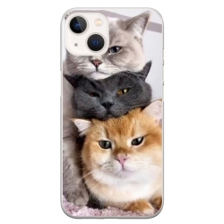 Husa personalizata tip carcasa HQPrint pentru Apple iPhone 13, model Cats, multicolor, S1D1M0116