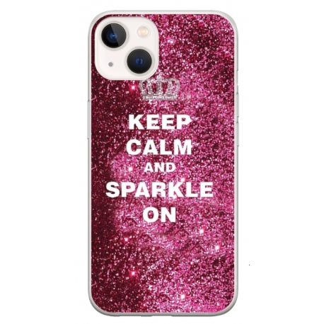 Husa personalizata tip carcasa HQPrint pentru Apple iPhone 13, model Keep Calm and Sparkle On, multicolor, S1D1M0252