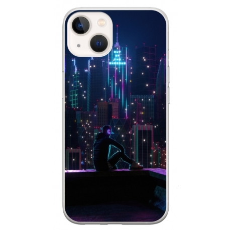 Husa personalizata tip carcasa HQPrint pentru Apple iPhone 13, model Neon City, multicolor, S1D1M0260