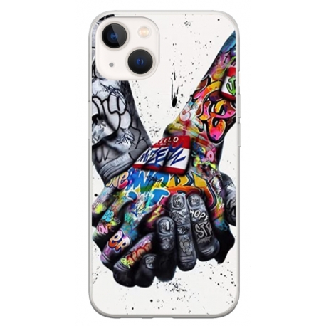 Husa personalizata tip carcasa HQPrint pentru Apple iPhone 13, model Abstract Holding, multicolor, S1D1M0271