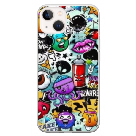 Husa personalizata tip carcasa HQPrint pentru Apple iPhone 13, model Grafitti, multicolor, S1D1M0289