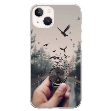 Husa personalizata tip carcasa HQPrint pentru Apple iPhone 13, model Time Flies 2, multicolor, S1D1M0365