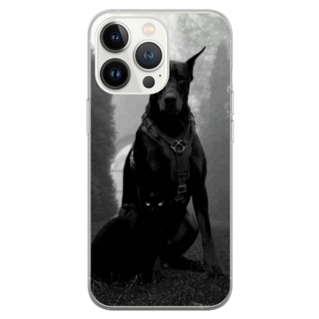 Husa personalizata tip carcasa HQPrint pentru Apple iPhone 14 Pro, model Doberman, multicolor, S1D1M0018