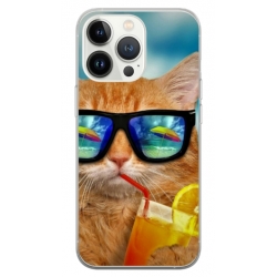 Husa personalizata tip carcasa HQPrint pentru Apple iPhone 14 Pro, model Cool Cat, multicolor, S1D1M0031