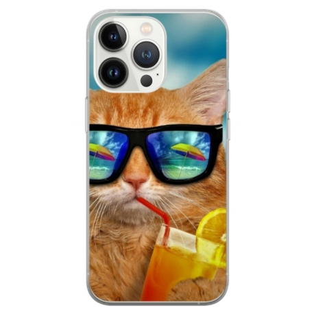 Husa personalizata tip carcasa HQPrint pentru Apple iPhone 14 Pro, model Cool Cat, multicolor, S1D1M0031