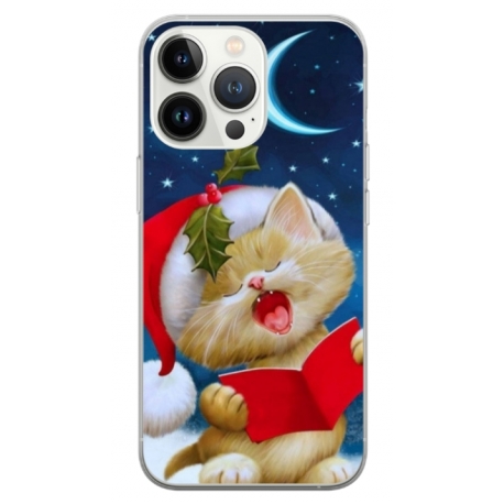 Husa personalizata tip carcasa HQPrint pentru Apple iPhone 14 Pro, model Christmas Cat, multicolor, S1D1M0048