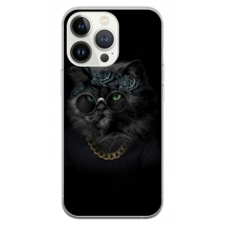 Husa personalizata tip carcasa HQPrint pentru Apple iPhone 14 Pro, model Black Cat 4, multicolor, S1D1M0097