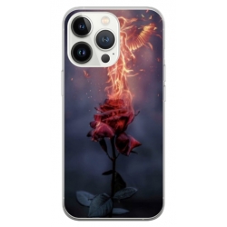 Husa personalizata tip carcasa HQPrint pentru Apple iPhone 14 Pro, model Fire Rose, multicolor, S1D1M0158