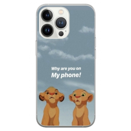Husa personalizata tip carcasa HQPrint pentru Apple iPhone 14 Pro, model Why are you on my phone, multicolor, S1D1M0220