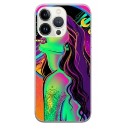 Husa personalizata tip carcasa HQPrint pentru Apple iPhone 14 Pro, model Colorful Girl, multicolor, S1D1M0249