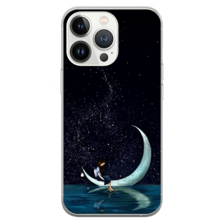 Husa personalizata tip carcasa HQPrint pentru Apple iPhone 14 Pro, model Moon Fishing, multicolor, S1D1M0270