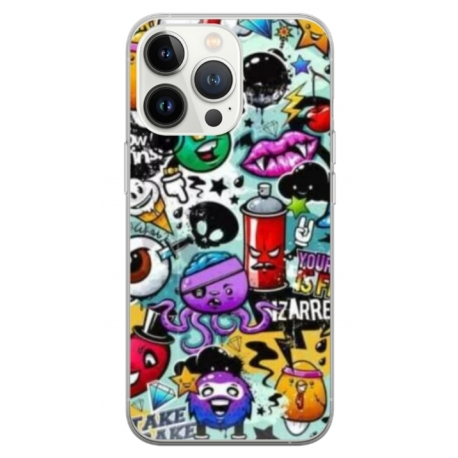 Husa personalizata tip carcasa HQPrint pentru Apple iPhone 14 Pro, model Grafitti, multicolor, S1D1M0289