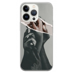 Husa personalizata tip carcasa HQPrint pentru Apple iPhone 14 Pro, model Black and White Hands, multicolor, S1D1M0300