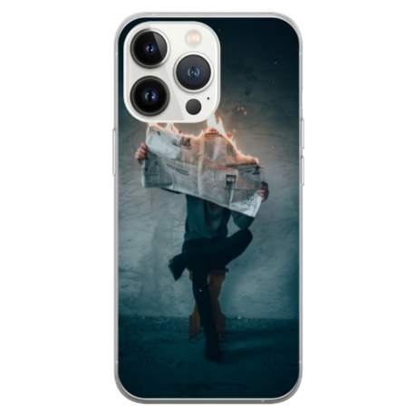 Husa personalizata tip carcasa HQPrint pentru Apple iPhone 14 Pro, model Burn the News, multicolor, S1D1M0345