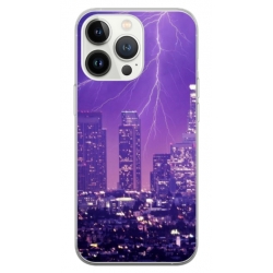 Husa personalizata tip carcasa HQPrint pentru Apple iPhone 14 Pro, model Purple Lightning, multicolor, S1D1M0354
