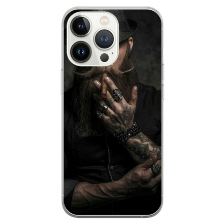 Husa personalizata tip carcasa HQPrint pentru Apple iPhone 14 Pro, model Beard Man, multicolor, S1D1M0355