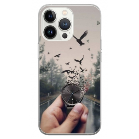 Husa personalizata tip carcasa HQPrint pentru Apple iPhone 14 Pro, model Time Flies 2, multicolor, S1D1M0365