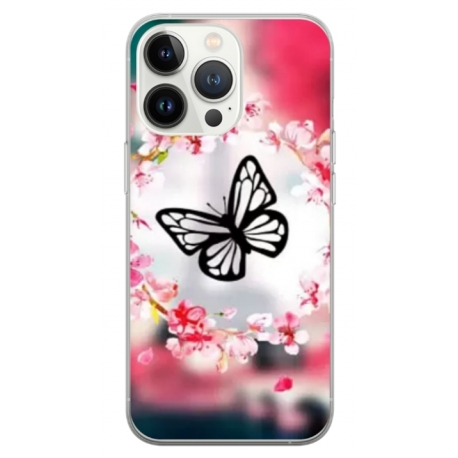 Husa personalizata tip carcasa HQPrint pentru Apple iPhone 14 Pro, model Butterfly 8, multicolor, S1D1M0380
