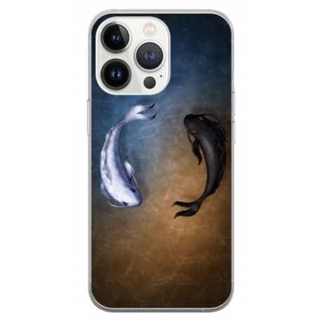 Husa personalizata tip carcasa HQPrint pentru Apple iPhone 14 Pro, model Ying and Yang Fish, multicolor, S1D1M0390