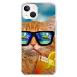 Husa personalizata tip carcasa HQPrint pentru Apple iPhone 14, model Cool Cat, multicolor, S1D1M0031
