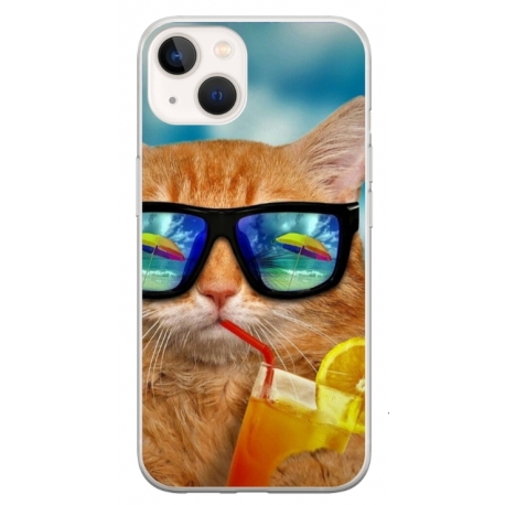 Husa personalizata tip carcasa HQPrint pentru Apple iPhone 14, model Cool Cat, multicolor, S1D1M0031