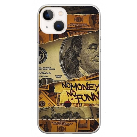 Husa personalizata tip carcasa HQPrint pentru Apple iPhone 14, model No Money No Funny, multicolor, S1D1M0262
