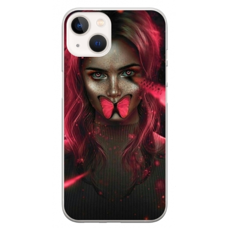 Husa personalizata tip carcasa HQPrint pentru Apple iPhone 14, model Butterfly Mouth 2, multicolor, S1D1M0352