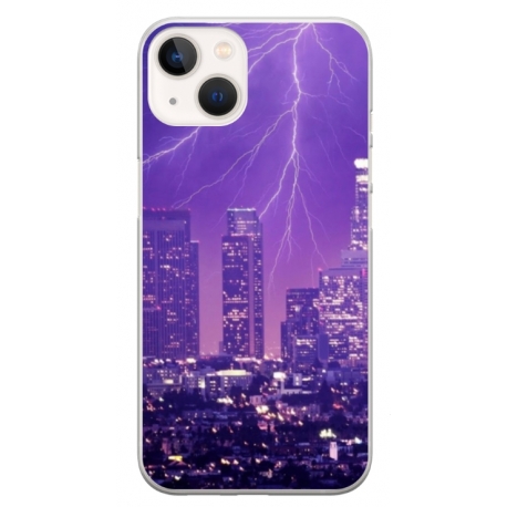Husa personalizata tip carcasa HQPrint pentru Apple iPhone 14, model Purple Lightning, multicolor, S1D1M0354