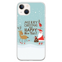 Husa personalizata tip carcasa HQPrint pentru Apple iPhone 15 Plus, model Happy Christmas and New Year, multicolor, S1D1M0047