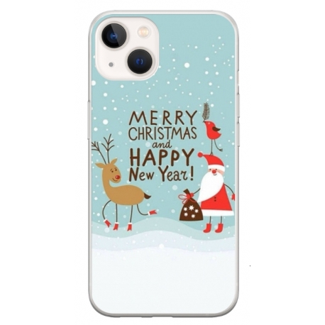 Husa personalizata tip carcasa HQPrint pentru Apple iPhone 15 Plus, model Happy Christmas and New Year, multicolor, S1D1M0047