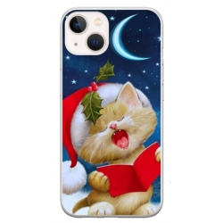 Husa personalizata tip carcasa HQPrint pentru Apple iPhone 15 Plus, model Christmas Cat, multicolor, S1D1M0048