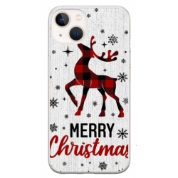 Husa personalizata tip carcasa HQPrint pentru Apple iPhone 15 Plus, model Merry Christmas Reindeer 1, multicolor, S1D1M0049