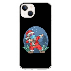 Husa personalizata tip carcasa HQPrint pentru Apple iPhone 15 Plus, model Covid Santa, multicolor, S1D1M0055