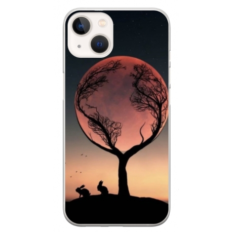 Husa personalizata tip carcasa HQPrint pentru Apple iPhone 15 Plus, model Moon Tree, multicolor, S1D1M0068
