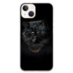 Husa personalizata tip carcasa HQPrint pentru Apple iPhone 15 Plus, model Black Cat 4, multicolor, S1D1M0097