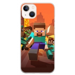 Husa personalizata tip carcasa HQPrint pentru Apple iPhone 15 Plus, model Minecraft 1, multicolor, S1D1M0125