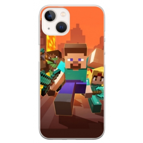 Husa personalizata tip carcasa HQPrint pentru Apple iPhone 15 Plus, model Minecraft 1, multicolor, S1D1M0125