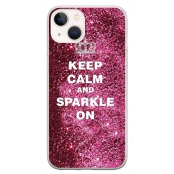 Husa personalizata tip carcasa HQPrint pentru Apple iPhone 15 Plus, model Keep Calm and Sparkle On, multicolor, S1D1M0252