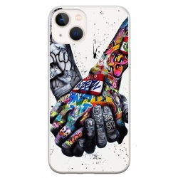 Husa personalizata tip carcasa HQPrint pentru Apple iPhone 15 Plus, model Abstract Holding, multicolor, S1D1M0271
