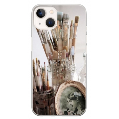 Husa personalizata tip carcasa HQPrint pentru Apple iPhone 15 Plus, model Brush, multicolor, S1D1M0282