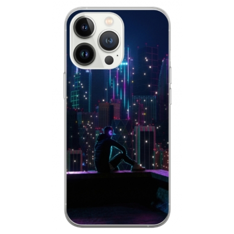 Husa personalizata tip carcasa HQPrint pentru Apple iPhone 15 Pro Max, model Neon City, multicolor, S1D1M0260