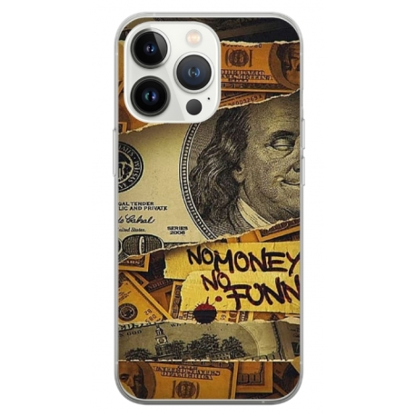 Husa personalizata tip carcasa HQPrint pentru Apple iPhone 15 Pro Max, model No Money No Funny, multicolor, S1D1M0262