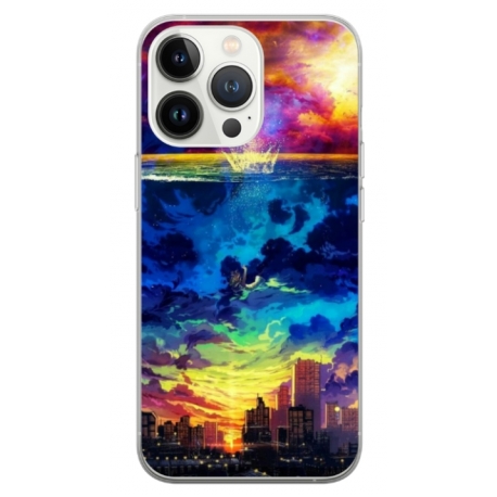 Husa personalizata tip carcasa HQPrint pentru Apple iPhone 15 Pro Max, model Abstract City, multicolor, S1D1M0263