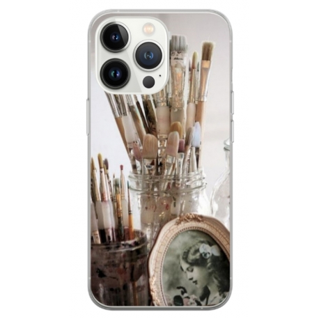 Husa personalizata tip carcasa HQPrint pentru Apple iPhone 15 Pro Max, model Brush, multicolor, S1D1M0282
