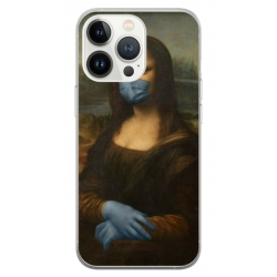 Husa personalizata tip carcasa HQPrint pentru Apple iPhone 15 Pro Max, model Covid Mona Lisa, multicolor, S1D1M0327