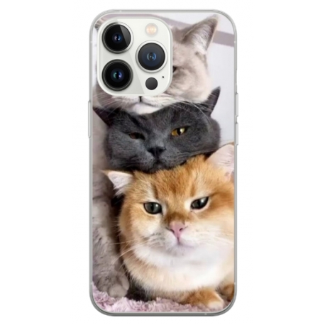 Husa personalizata tip carcasa HQPrint pentru Apple iPhone 15 Pro, model Cats, multicolor, S1D1M0116
