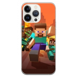 Husa personalizata tip carcasa HQPrint pentru Apple iPhone 15 Pro, model Minecraft 1, multicolor, S1D1M0125