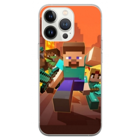Husa personalizata tip carcasa HQPrint pentru Apple iPhone 15 Pro, model Minecraft 1, multicolor, S1D1M0125