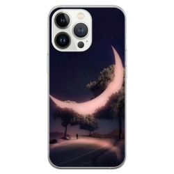 Husa personalizata tip carcasa HQPrint pentru Apple iPhone 15 Pro, model Moon in the Trees, multicolor, S1D1M0331