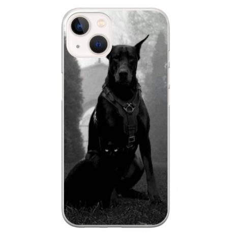 Husa personalizata tip carcasa HQPrint pentru Apple iPhone 15, model Doberman, multicolor, S1D1M0018